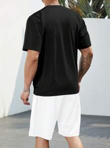 Manfinity Homme Men Plus Letter Graphic Tee & Shorts - Multicolor - View 2