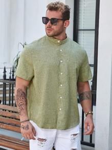 Manfinity Homme Men Plus Solid Shirt - Green - View 1