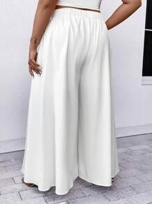 Calvaya Plus Solid Wide Leg Pants - White - View 2