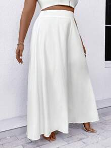 Calvaya Plus Solid Wide Leg Pants - White - View 3