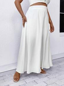 Calvaya Plus Solid Wide Leg Pants - White - View 5