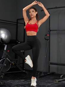 Easithlete Solid Ribbed Knit Sports Bra