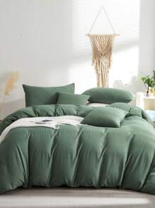 Plain Duvet Cover Set Without Filler - Green - View 1