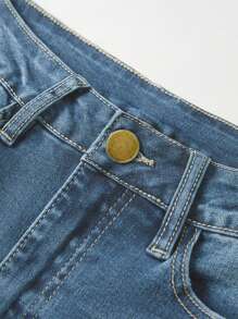 Pantalones de pierna acampanada sólidos rasgados