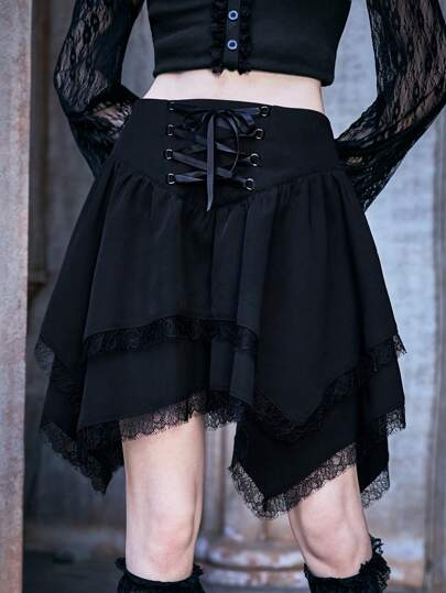 Jupe À Lacets En Dentelle