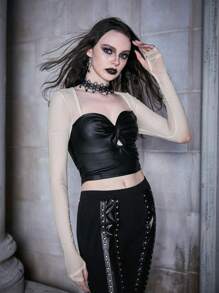 ROMWE PUNK Top crop unicolor girante delantero - Multicolor - Ver 6