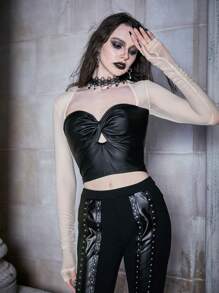 ROMWE PUNK Top crop unicolor girante delantero - Multicolor - Ver 7