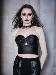 ROMWE PUNK Top crop unicolor girante delantero - Multicolor - Ver 1