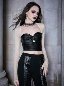 ROMWE PUNK Top crop unicolor girante delantero - Multicolor - Ver 5