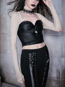 ROMWE PUNK Top crop unicolor girante delantero - Multicolor - Ver 8