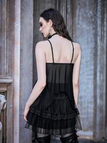 ROMWE PUNK Contrast Lace Cami Top - Multicolor - View 2