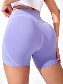 寬腰帶運動短褲帶手機袋 - 淡紫色 - 查看 2