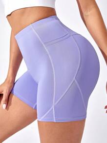 寬腰帶運動短褲帶手機袋 - 淡紫色 - 查看 3