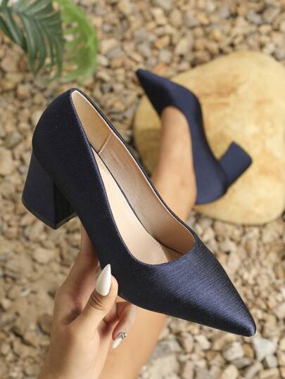 Plus Size Women's Spring/Autumn Fashionable Pointed-Toe Chunky Heels High Heels Shoes For Casual Occasions,Elegant,Women Pumps,Elegant