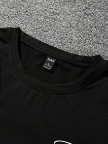 Manfinity Homme Men Slogan Graphic Drop Shoulder Tee - Black - View 6