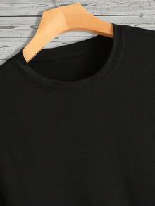 Manfinity Homme Hombres Camiseta con estampado de letra - Negro - Ver 5