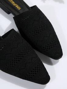 女士們極簡風格尖頭穆勒鞋,平底 - 黑色 - 查看 7