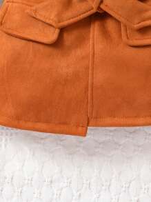 SHEIN Playful Pals Đứa bé gái Cổ giả Tay áo Áo thun & Kiểu thềm Eo Viền không đối xứng Thắt lưng Váy & Mũ - Nhiều màu - Xem 7