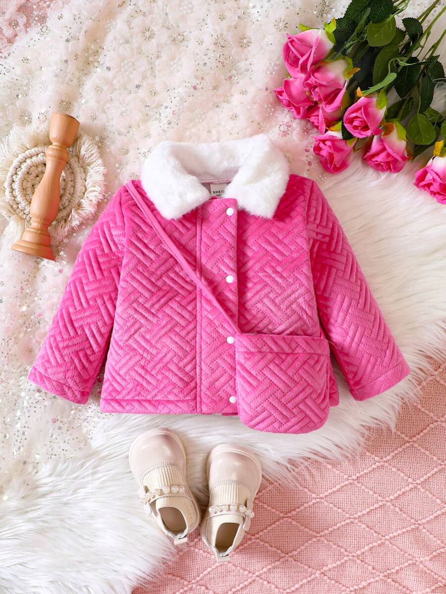 Đứa bé gái Cổ áo Borg Cổ áo tương phản áo & Cái túi - Nhiều màu - Xem 1