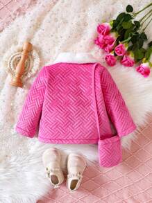 Đứa bé gái Cổ áo Borg Cổ áo tương phản áo & Cái túi - Nhiều màu - Xem 2