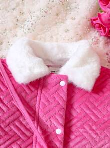 Đứa bé gái Cổ áo Borg Cổ áo tương phản áo & Cái túi - Nhiều màu - Xem 4