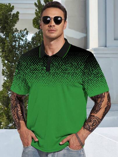 Manfinity Men Plus Geo Print Polo Shirt