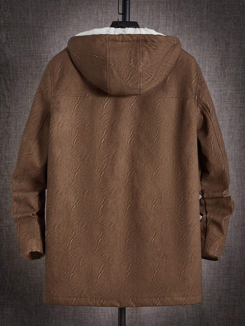 Loose Fit Men's Zip Up Teddy Lined Hooded Jacket Without Tee
