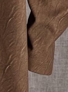 Manfinity VCAY Loose Fit Men's Zip Up Teddy Lined Hooded Jacket Without Tee - Brown - View 3