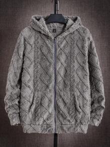 GENTILAND Men Zip Up Hooded Teddy Sweatshirt - Grey - View 1