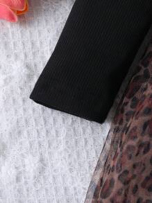 SHEIN Rochie dintr-o singură piesă pentru fetiță, ocazională, minimalistă, distractivă, cu imprimeu leopard, potrivită pentru toamnă și iarnă