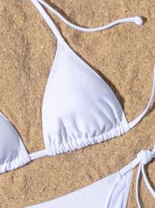 Swim Basics Summer Beach Halter Triangle Tie Side Bikini Set