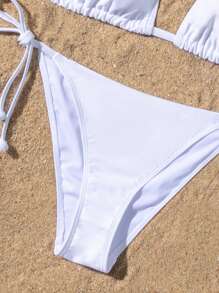 Swim Basics Summer Beach Halter Triangle Tie Side Bikini Set