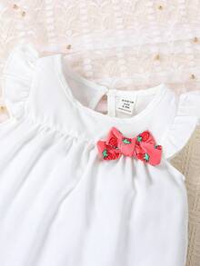 女嬰前蝴蝶結荷葉邊上衣和短褲＆ 頭巾