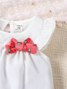 女嬰前蝴蝶結荷葉邊上衣和短褲＆ 頭巾