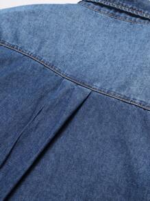 Manfinity Homme 男士大码翻蓋口袋牛仔襯衫不帶T恤 - 深色水洗藍 - 查看 7