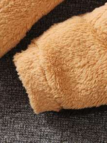 男小童字母刺繡毛絨帽衫&拼接側邊接縫長褲 - 駝色 - 查看 3