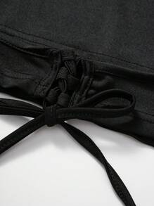 SHEIN Unity Cut Out Tie Front Tank Top - Black - View 4