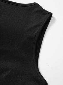 SHEIN Unity Cut Out Tie Front Tank Top - Black - View 5