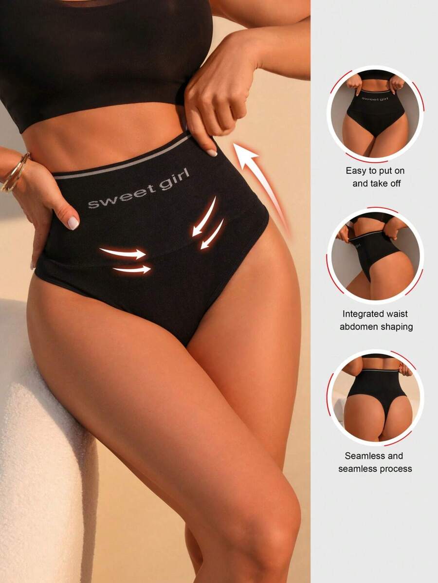SHEIN Slogan Graphic High Waist Shapewear Panty