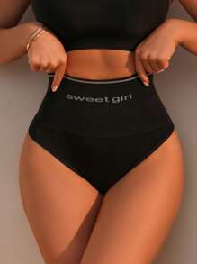 SHEIN Slogan Graphic High Waist Shapewear Panty