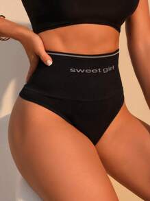SHEIN Slogan Graphic High Waist Shapewear Panty