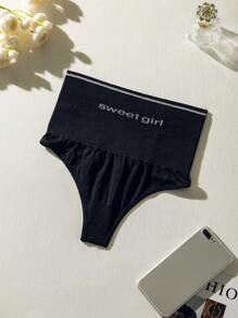 SHEIN Slogan Graphic High Waist Shapewear Panty