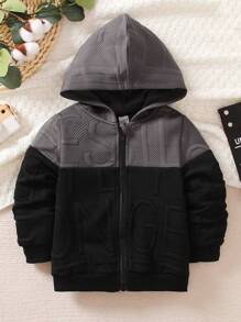 SHEIN 男小童雙色拉鏈開襟連帽夾克