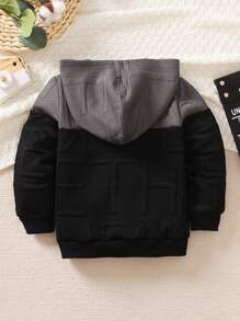 SHEIN 男小童雙色拉鏈開襟連帽夾克