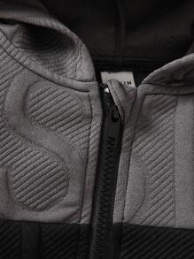 SHEIN 男小童雙色拉鏈開襟連帽夾克