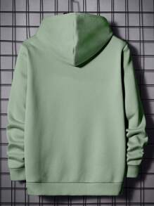 Manfinity RebelGame 男士字母圖案抽繩連帽衫 - 薄荷綠 - 查看 2