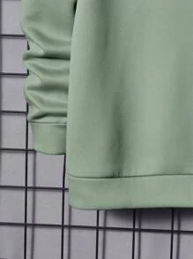 Manfinity RebelGame 男士字母圖案抽繩連帽衫 - 薄荷綠 - 查看 3