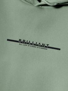 Manfinity RebelGame 男士字母圖案抽繩連帽衫 - 薄荷綠 - 查看 4