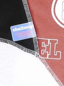 SHEIN Tween Girl Letter Graphic Asymmetrical Hem Hooded Sweatshirt - Black - View 5