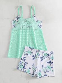 Floral Print Tankini - Multicolor - View 3